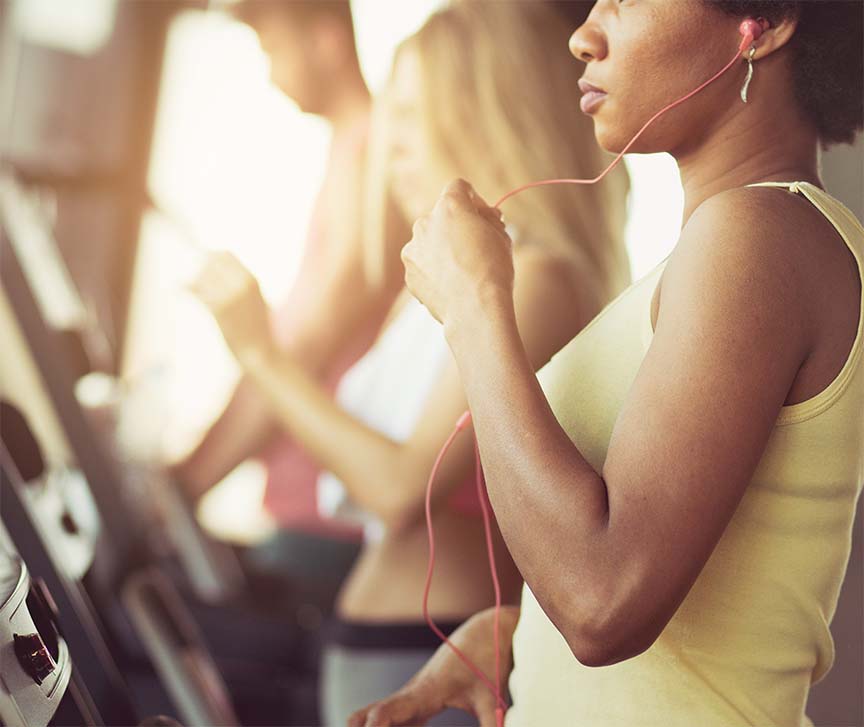 Working out on treadmill
