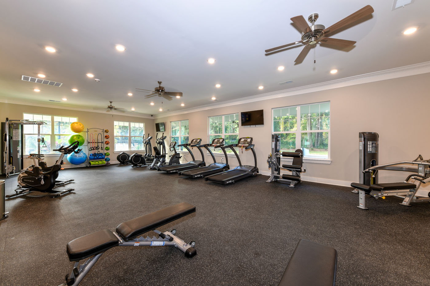 Working out on treadmill